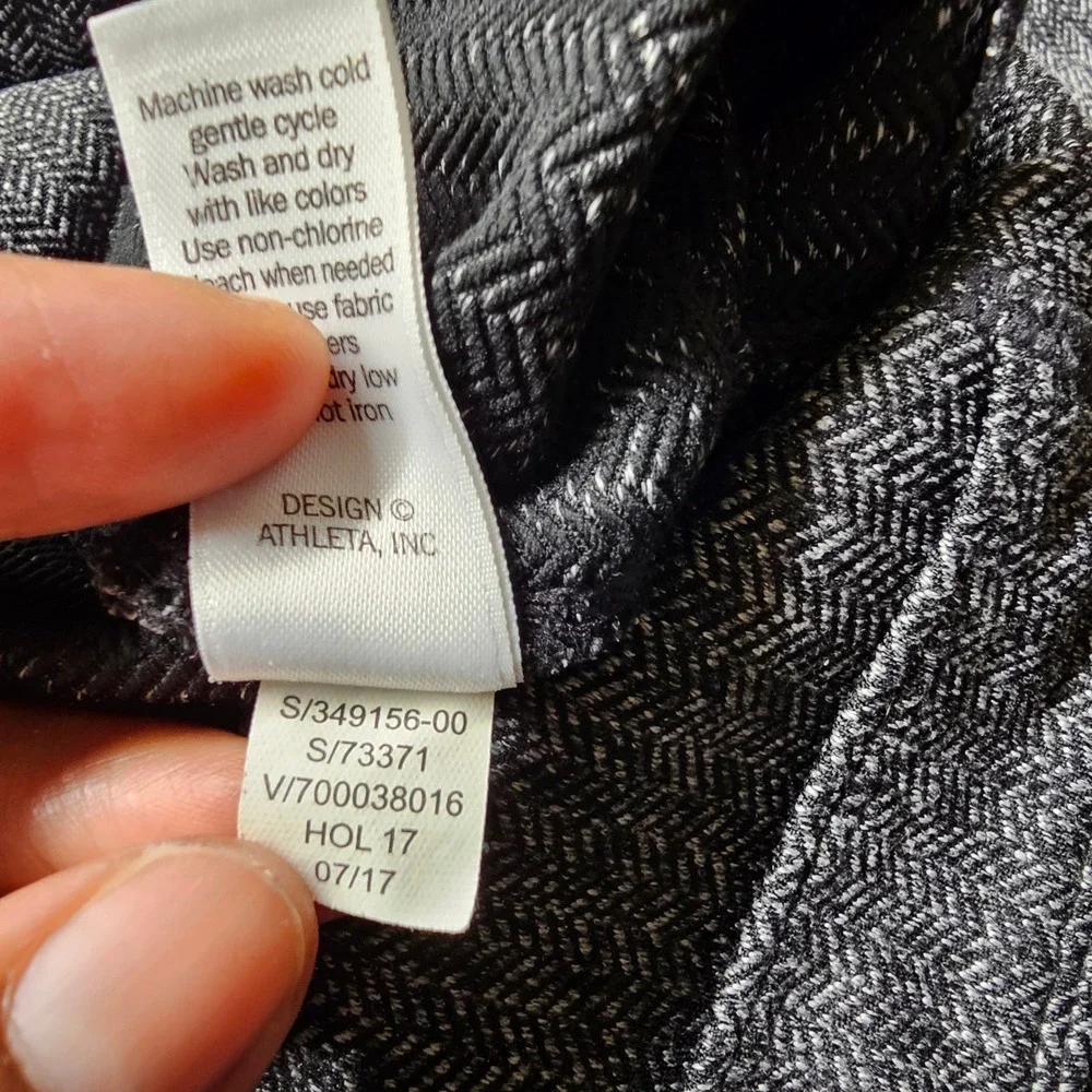 Athleta High Rise Herringbone Tight Leggings Womens MT Grey Black S/349156